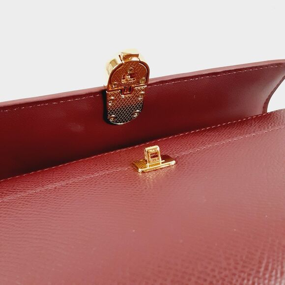 HCC X Melodie Cecile Deep Maroon Red Top Handle Shoulder Bag  Leather w/Dust Bag - Picture 4 of 16